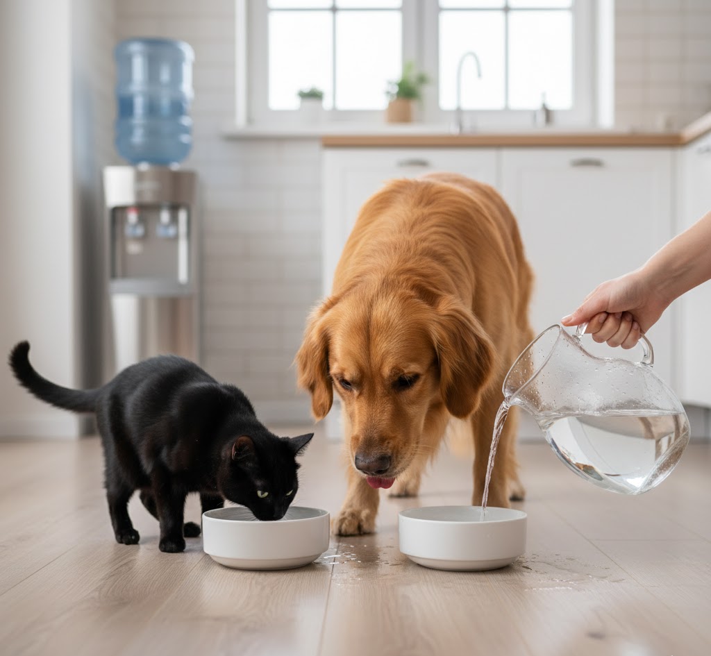 Вода для домашних питомцев: что наливать в миску кошке или собаке?